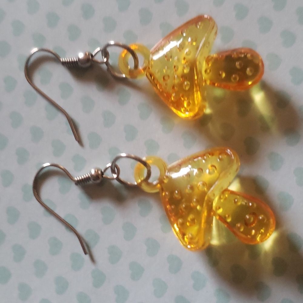 dark yellow mushroom earrings